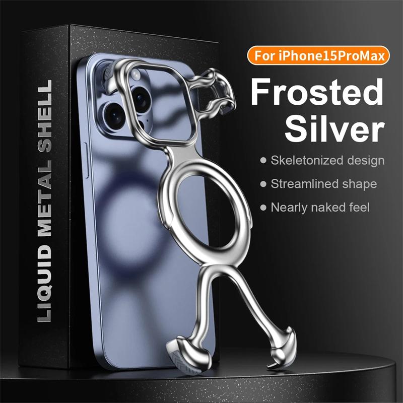 Роскошный чехол из жидкого металла с магнитным покрытием специальной формы для iPhone 16 15 14 13 Pro Max Magsafe Rimless Heat Disipation Phone Cover