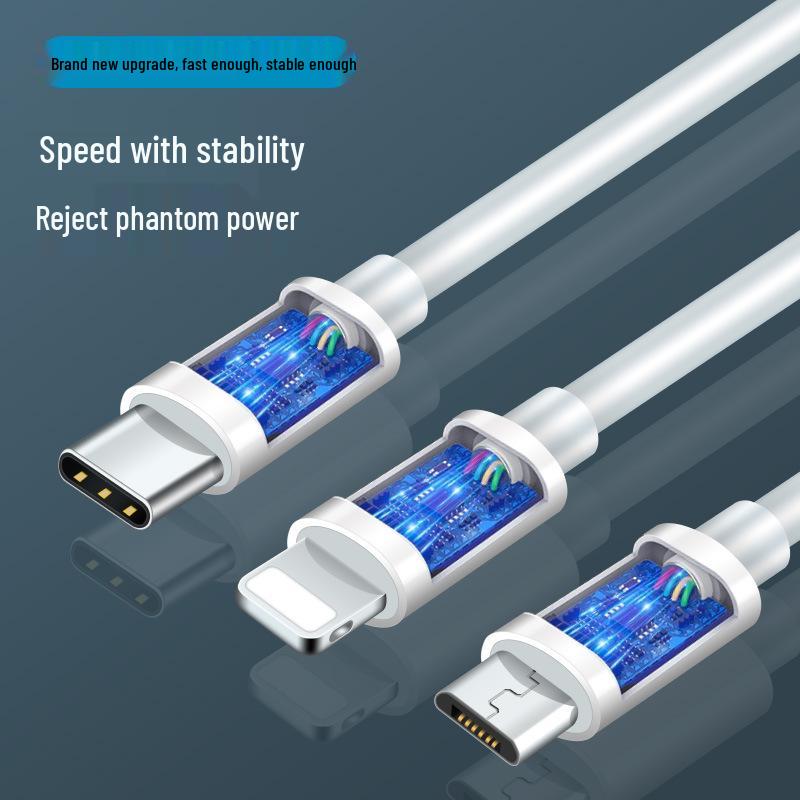 S187TPE Быстрый зарядный кабель 3-в-1 для Apple, Huawei, Type-C и Android-телефонов