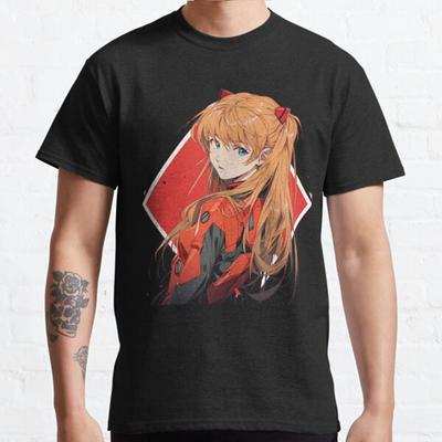 Летняя мужская мода повседневные рубашки с короткими рукавами Asuka Langley Soryu Evangelion Illustration черные футболки большие футболки