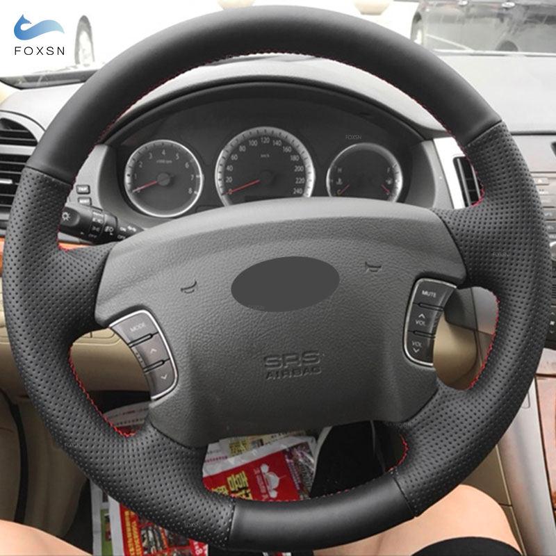 Автомобильные аксессуары, чехол на руль, кожаная отделка для Hyundai Sonata NFC Azera 2005-2010, для Kia Carens 2007 2008 2009 2010