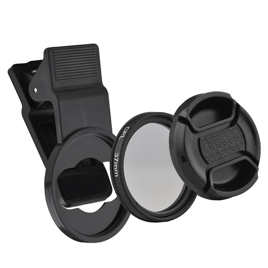 37MM Professional Smartphone CPL Filter Set Clip on Circular Polarizer Lens with Universal Phone Clip Lens Protector