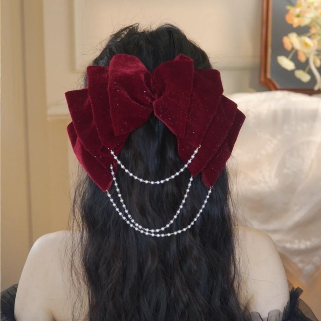 Элегантная заколка для волос с бантом и стразами, двухсторонняя заколка в виде акулы, корейские аксессуары для волос принцессы для женщин