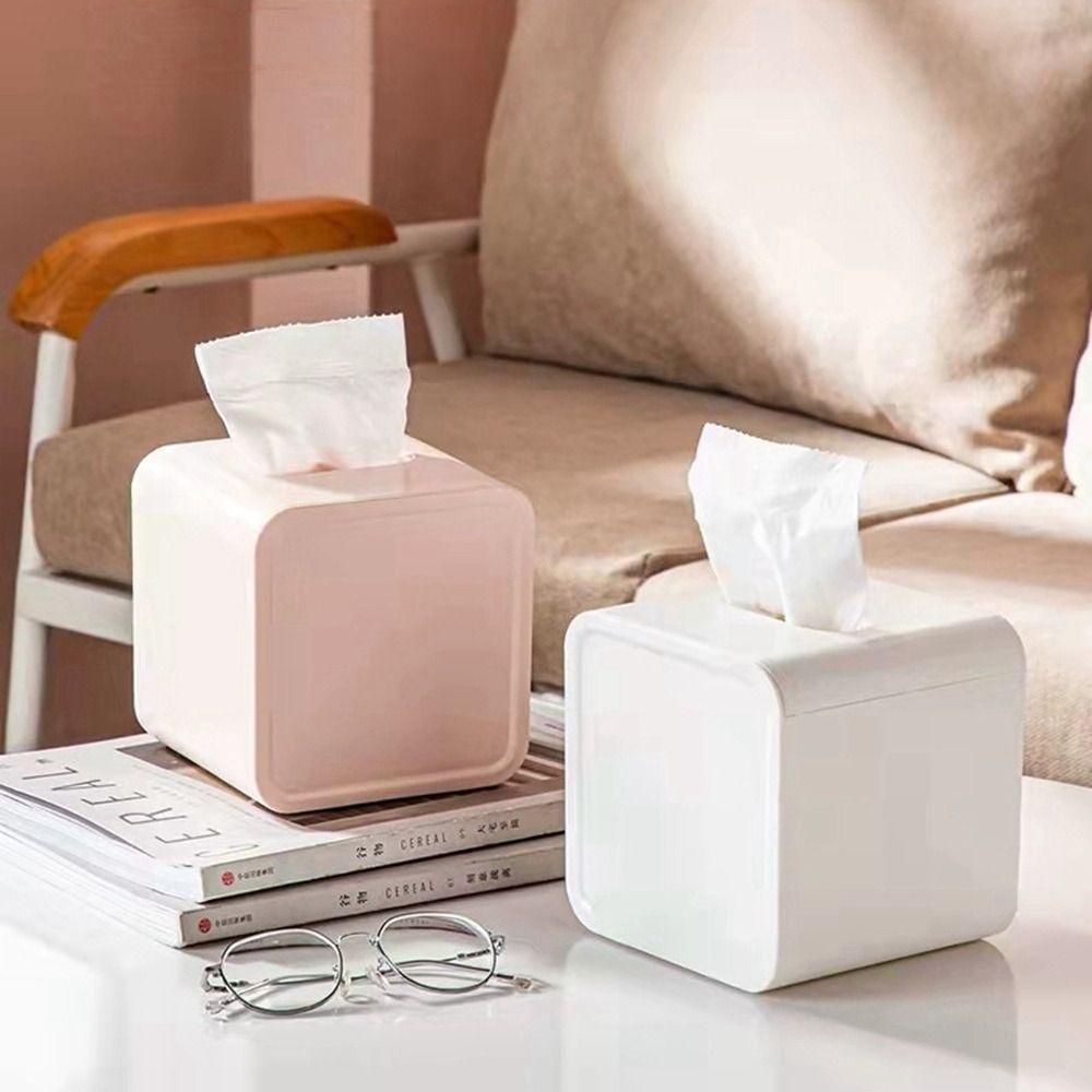 Plastic Square Napkin Box Simple Desktop Tissue Box Modern Roll Paper Holder Bathroom
