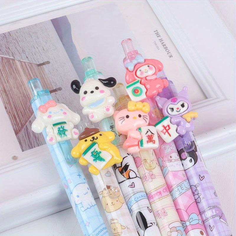36 шт. Новая Милая Мультяшная Серия Hello Kitty «Семья Богатства» Смоляная Наклейка Нажимная Ручка Мультяшная Kuromi St Голова Ручка для Подписи 0,5 мм Черная