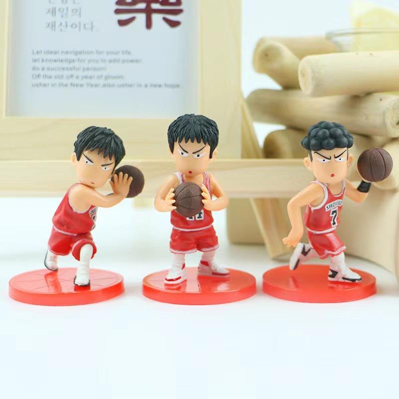 5PCS Slam Dunk Q Edition Sakuragi Hanamichi Ryukawa Maple Shobei Basketball Team Doll Handmade Ornament Car Decoration Toys