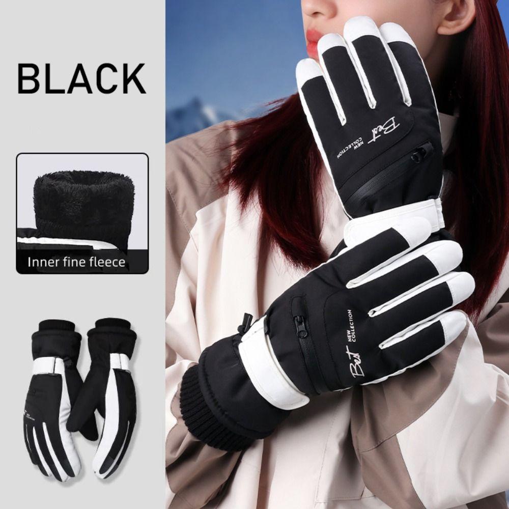 Thicken Winter Ski Gloves with Storage Bag Card Holder  Gloves Snowboard Gloves  Girls