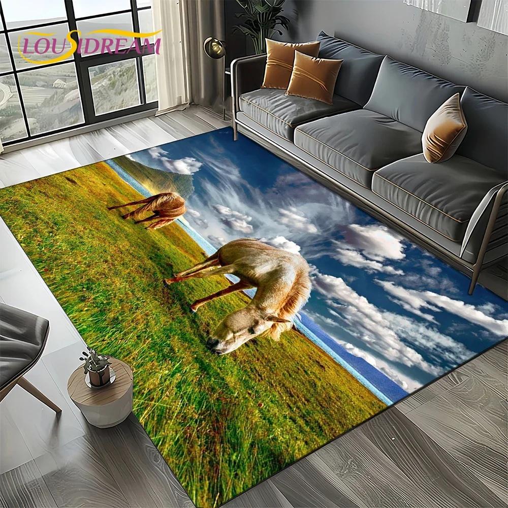 27 Style New Horse Pentium Gallant Steed 3D Animal Carpet Rug for Living Room Bedroom Home Sofa,Kid Area Rug Non-slip Floor Mat