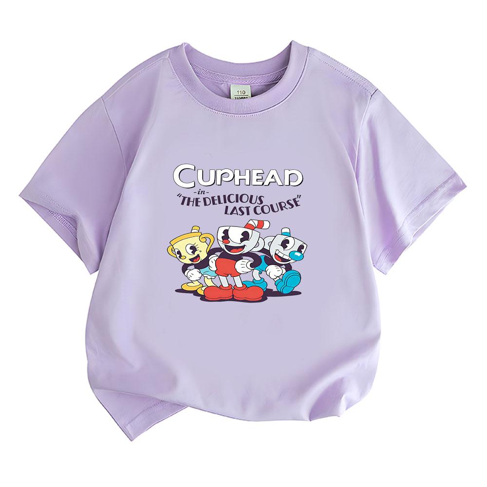 2026 НОВЫЙ Хлопковая футболка Cuphead 100% Для мальчиков и девочек С круглым вырезом Одежда Мультяшные топы Принт из манги Короткие рукава Спортивная Повседневная Детские футболки Летняя футболка с аниме