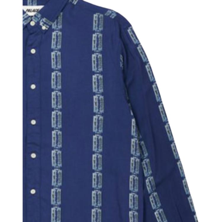 Palace FW21 Рубашка Razor Sharo с длинным рукавом и узором «цепочка» Рубашки унисекс Синие P21SHT007