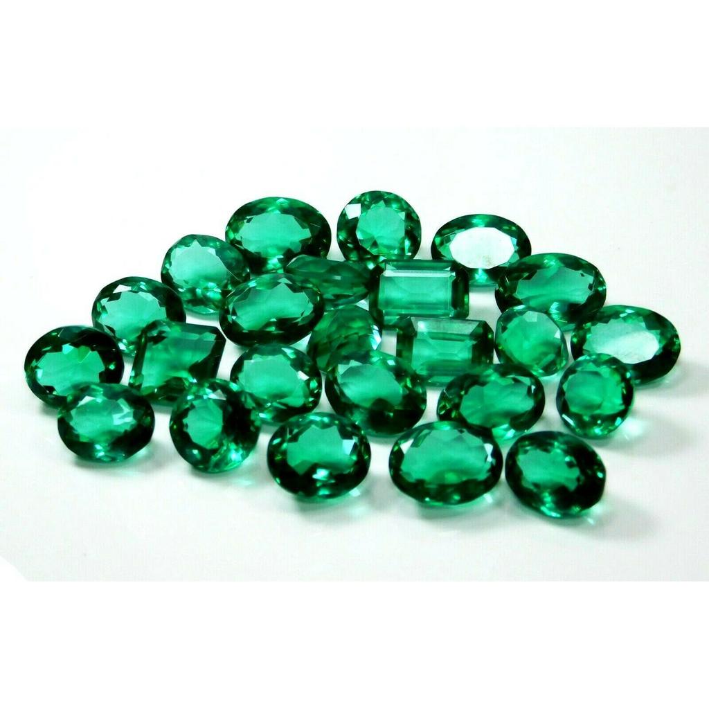 Lab Created 100 Ct CERTIFIED Synthetic Green Muzo Emerald Loose Gemstone Lot