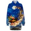 Women's Fashion Christmas Printed Pockets Long Sleeve Hoodies Pullover Dress