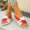 New Women's One-Strap Sandals Versatile Color-Block Fish-Mouth Thick-Soled Wedge Slippers