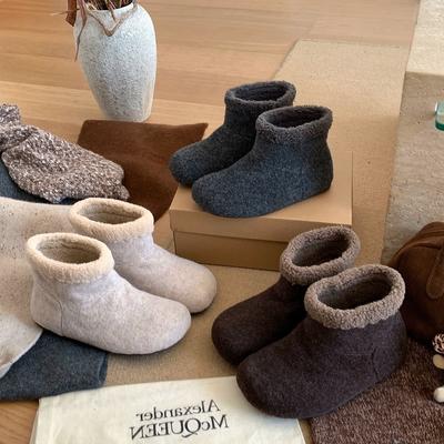 Модные шерстяные зимние сапоги женские зимние новые шерстяные сапоги женские сапоги термо хлопковая обувь плюшевые короткие сапоги