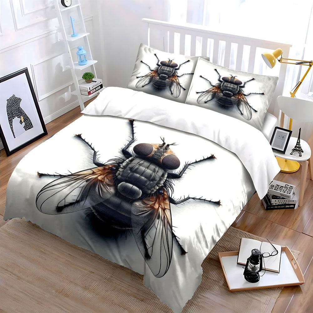 Realistic Detailed Fly Artwork Bedding Duvet Cover Set (1*Duvet Cover 2*Pillowcases, without duvet insert)