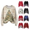 Long Sleeve Pullover Sweaters For Women O Neck Casual Cute Printing Knit Oversized Sweater