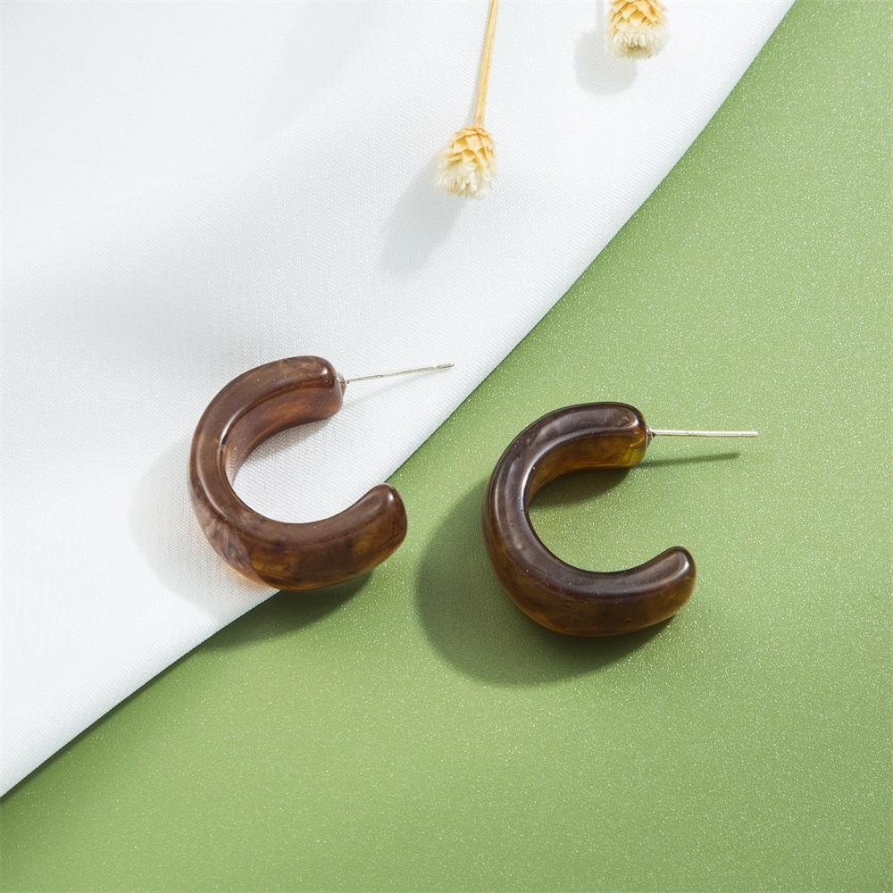 Темпераментные ретро-серьги-гвоздики из смолы C-образной формы, геометрические серьги, нежные модные простые серьги