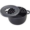 Iwachu Fondue/Tempura Pot, Mini, Black Finish, 17cm Inner Diameter, Nambu Ironware, 25011, Black