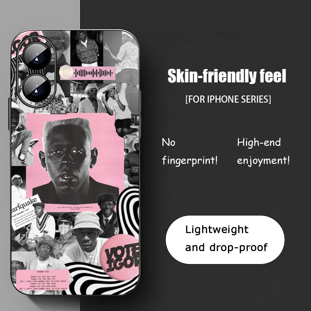 Крутой Чехол для Телефона CoolMan T-Ty-ler Rap Crea-tor Для iPhone 17 16 15 14 13 12 11 X XR XS 8 Plus Mini Pro Max Мягкий черный Ударопрочный Чехол