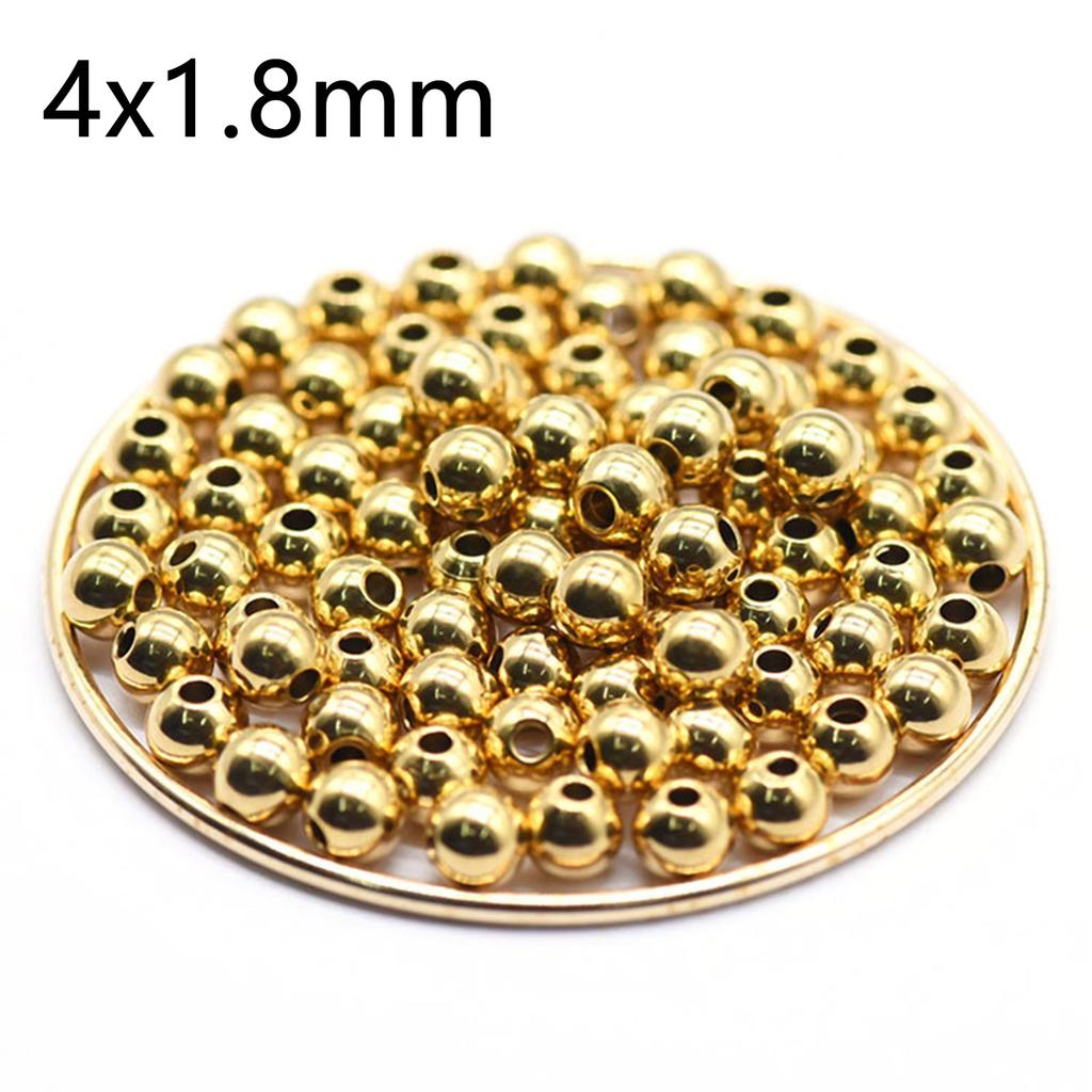 20pcs Gold Color 304 Stainless Steel Round Ball Beads Charm Loose Bead Diy Bracelet Necklace Bead For Jewelry Making Accessories