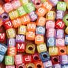 Home Party Supplies Cube Fashion Jewelry Making Bracelet Necklace 6mm 30pcs Accessories Square Letter Loose Beads Materials Acrylic DIY