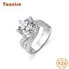 Tancise Classic 925 Sterling Silver  Moissanite Ring Ladies Jewelry Wedding Promise Party Gift