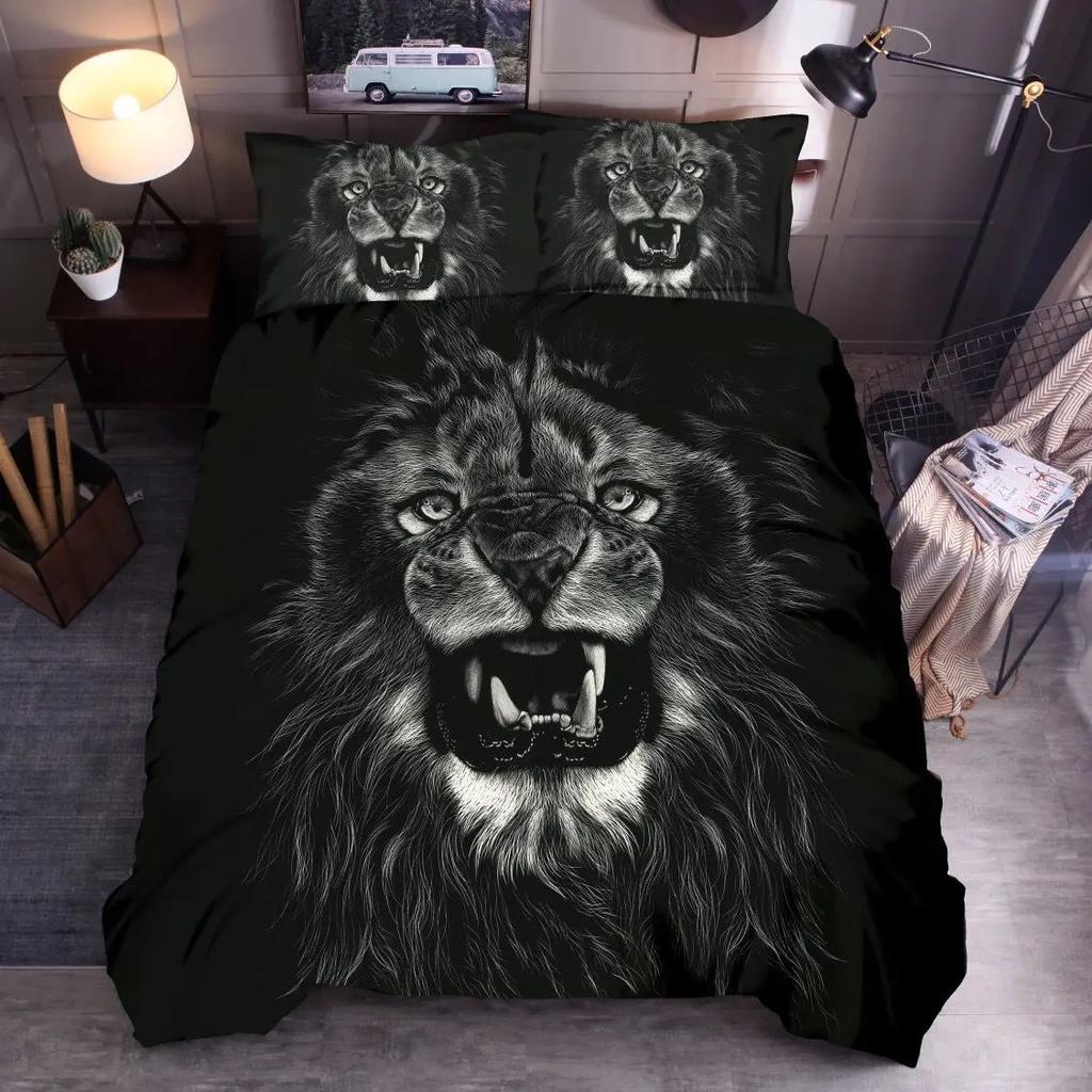 Bohemian Style Comforter Bedding Sets Indian Wolf 3pcs Animal Duvet Cover Sets King Size Boho Bedding Polyester Ropa De Cama