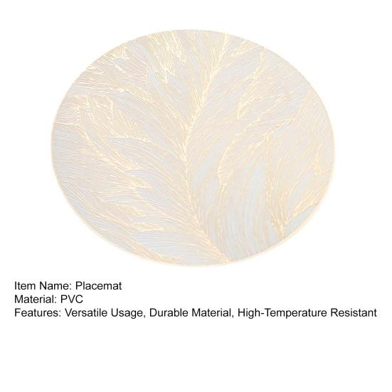 Круглый термостойкий коврик для столовых приборов с золотым узором, ПВХ, защитный коврик для стола, противоожоговой износостойкий коврик для домашней столовой, свадебной кухни