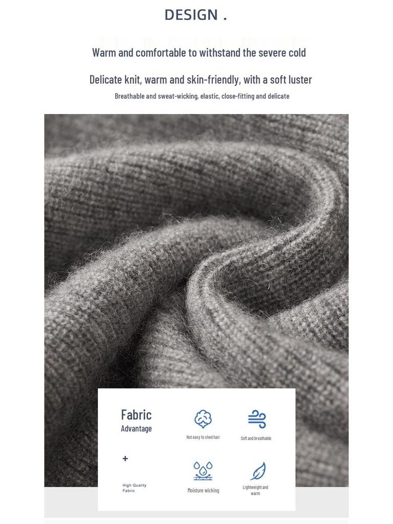 Мужской деловой повседневный пуловер поло из чистой шерсти на молнии - Осенне-зимний пуловер свободной вязки