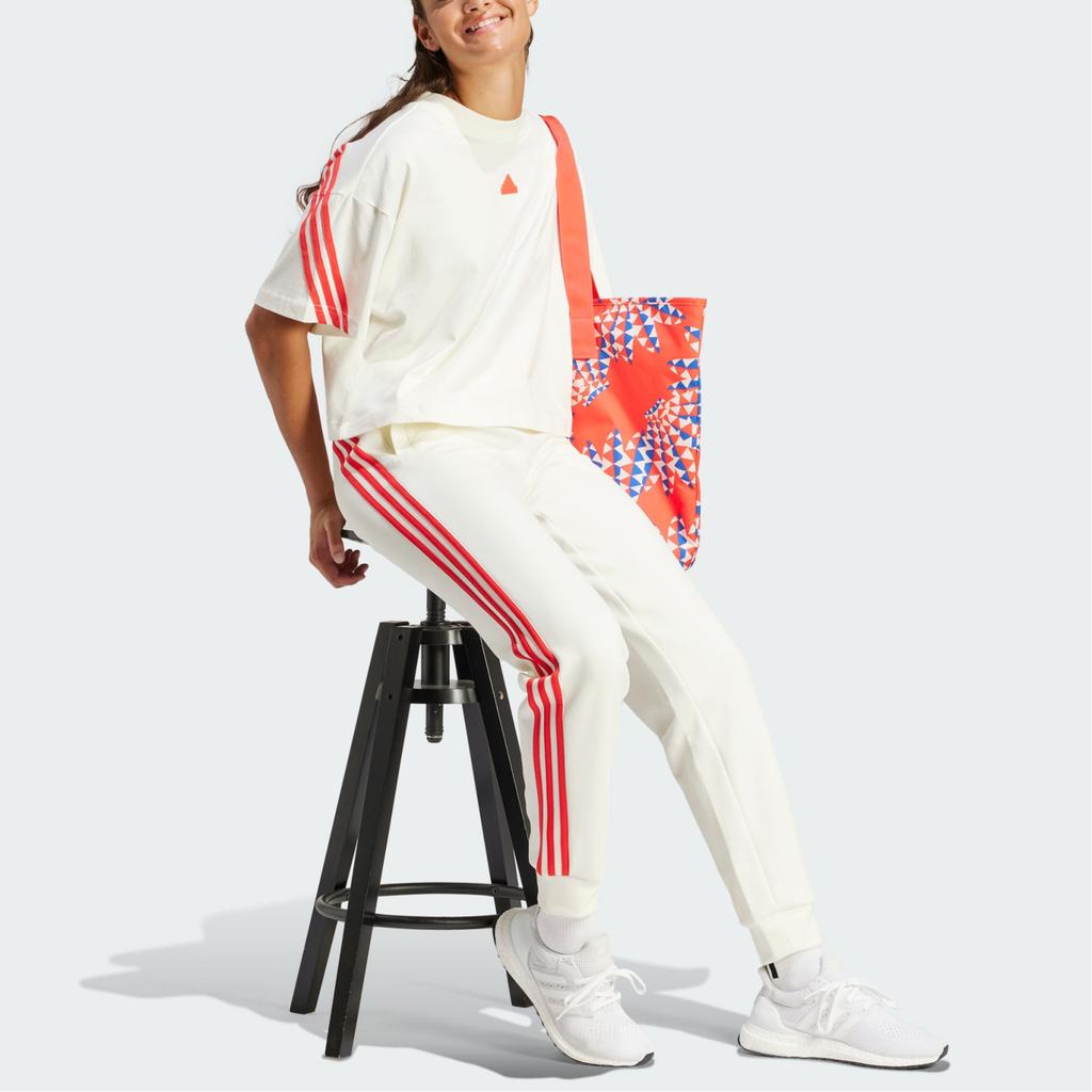 adidas Обычные брюки Future Icons с тремя полосками, длинные спортивные брюки в стиле ретро, зауженные трикотажные спортивные брюки с цветными блоками, женские брюки Han-Jade-White IS3665