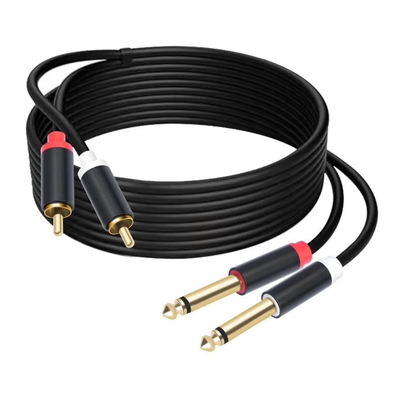 1/4inch to 2RCA Sound Cable 6.35mm to Double 2RCA Insert Cable Y Splitter Cable Bidirectional Interconnection