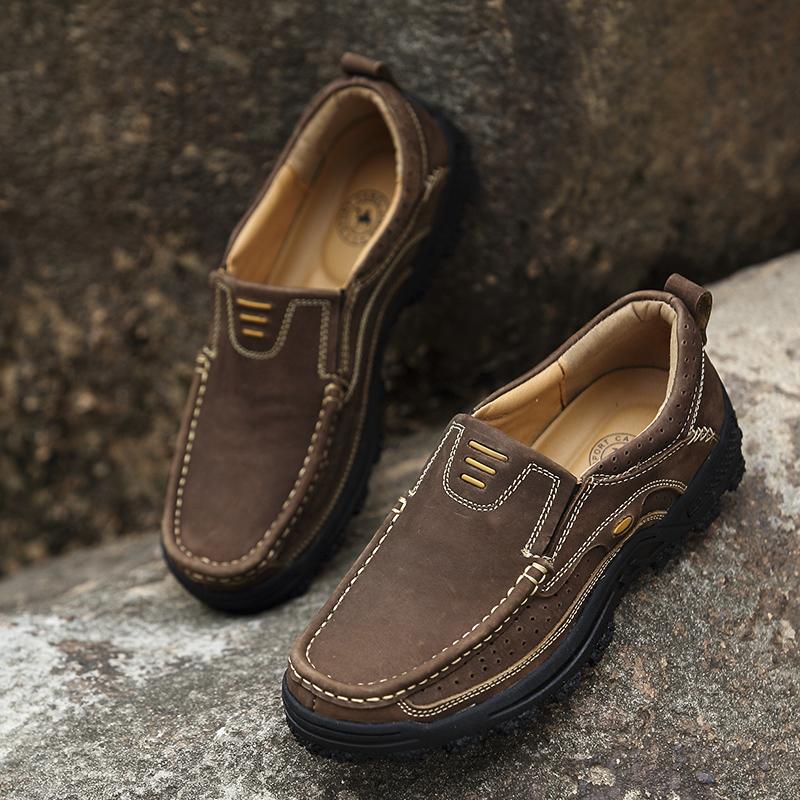 Горячие продажи обуви для пеших прогулок на открытом воздухе в Европе и Америке, модная обувь для осени, мужская кожаная повседневная обувь, массажные подошвы, лоферы