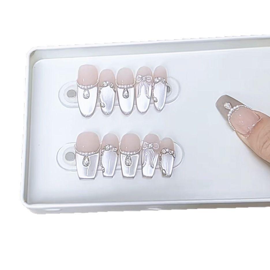 Плетеный вручную бронированный бант Liberty Pearl, циркон, бриллиант, кошачий глаз, высококачественный патч для нейл-арта