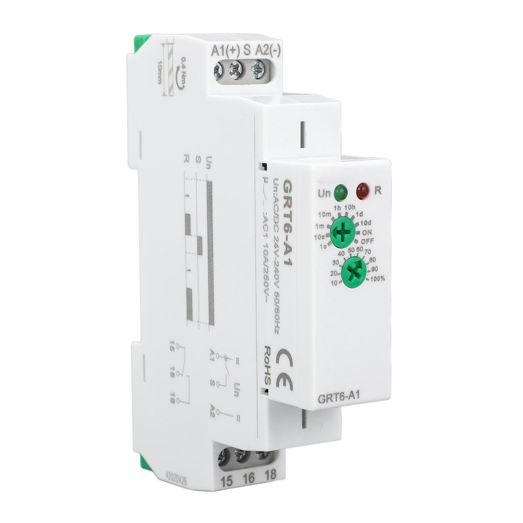 Single Function Time Relay GRT6A1 1xSPDT 0.1s 10 Days DIN Rail Mounting Timer Relay
