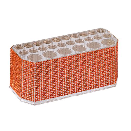 Rhinestone Acrylic Makeup Brush Holder 26 Holes Nail Brush Storage Box Desk Pen Organizer Display Stand for Cosmetic Tools Eyebrow Pencil Eyeliners