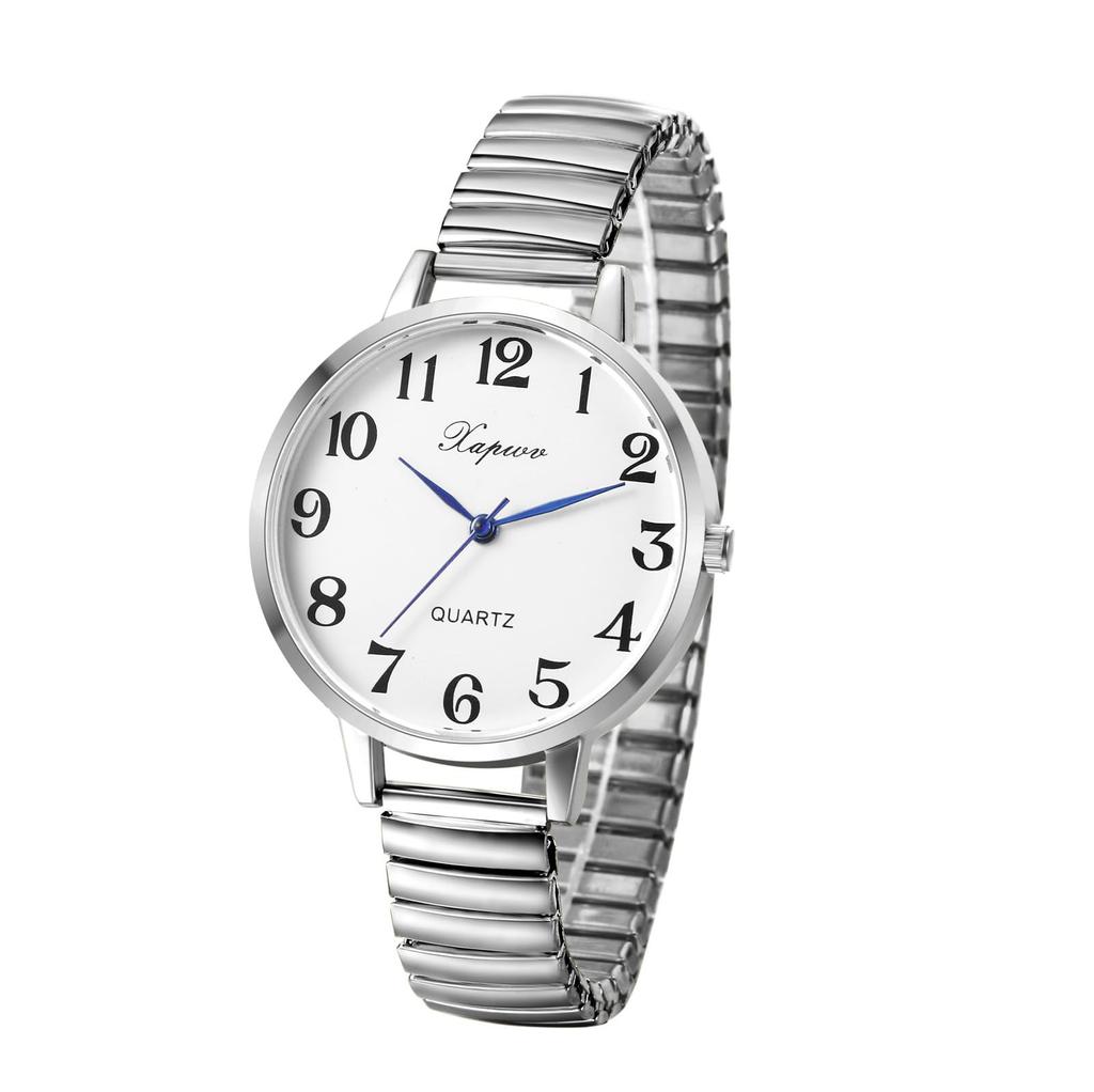 Large Elastic Free Quartz Fashion Gift for Lover Women's Watch, Numbers, Analog, Belt, Size, Simple, Stylish, Watch, Silver, Women's Accessory,
