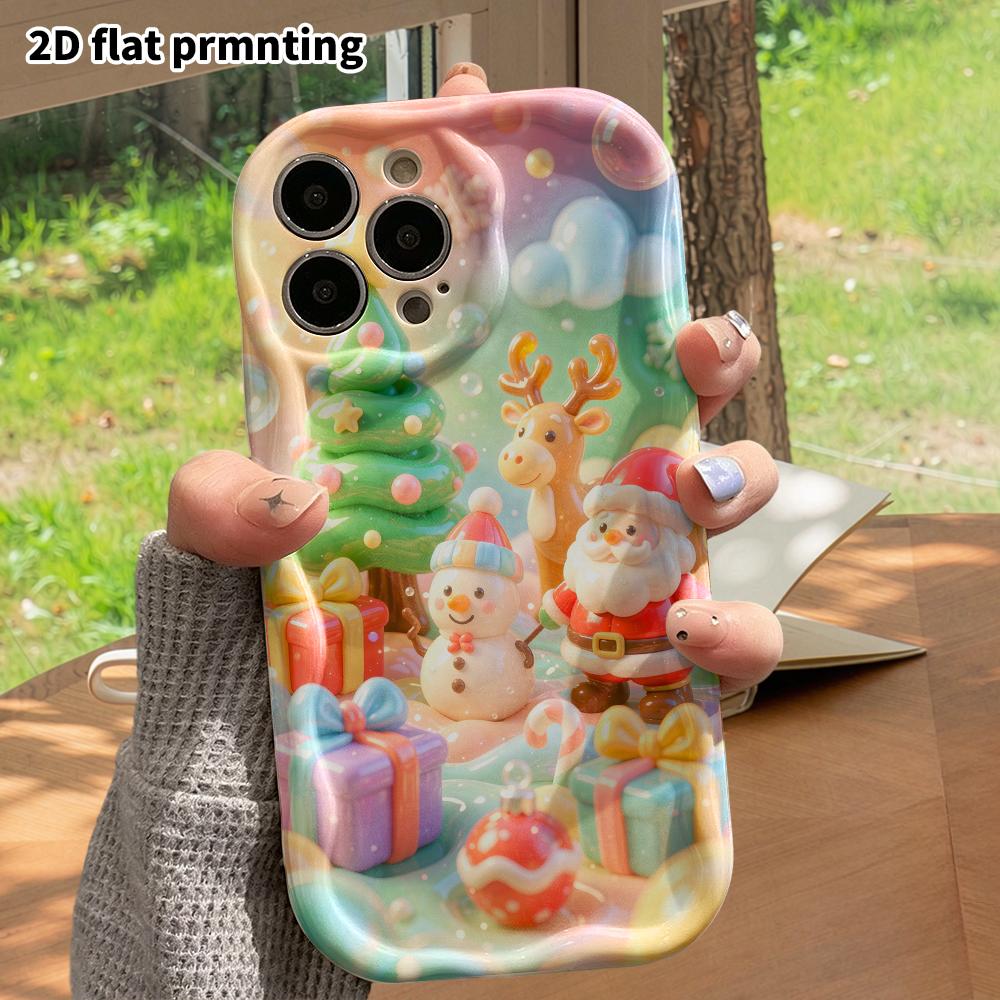 Phone Case: 2D flat design suitable for iPhone 18 17 16 15 14 13 Pro protective case, Christmas-themed collection, perfect holiday gift for Christmas