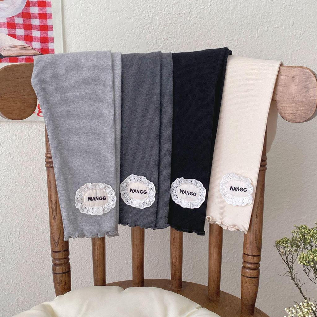 2025 Новый Осенний Стиль Леггинсы Однотонные с Латками на Коленях для Девочек Ясельного Возраста: Модная и универсальная верхняя одежда и брюки