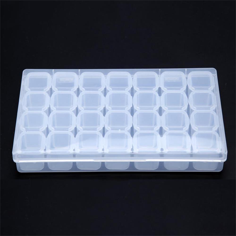28 Slots Clear Plastic Beads Case Nails Rhinestones Organizer Jewelry Storage Box