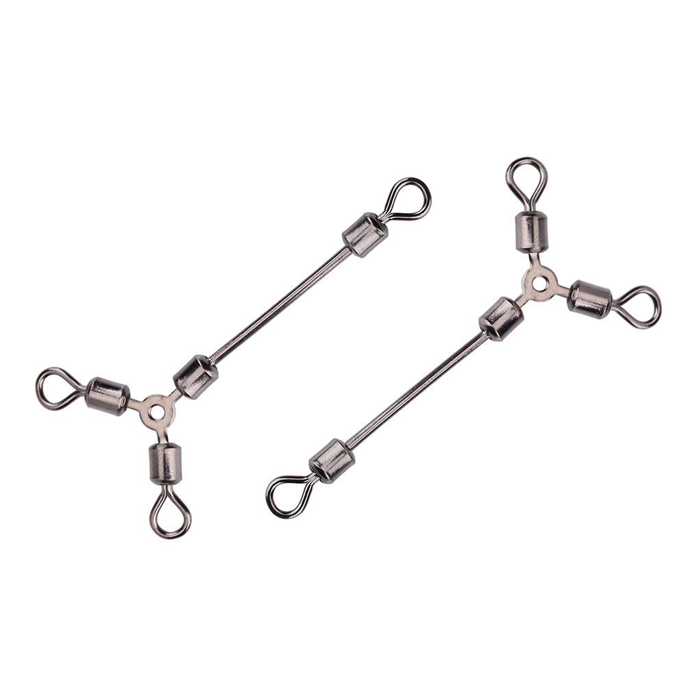15Pcs Durable Y Shape 3 Way Rolling Swivels Fishing Hook Lure Connectors Tackle Accessory(12#)