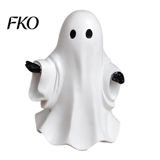 Cute Halloween Gifts White Ghost Resin Figurine, Miniature Figurine Decoration, Matte Spooky Desk Accessory Finish Tabletop Statue for Home