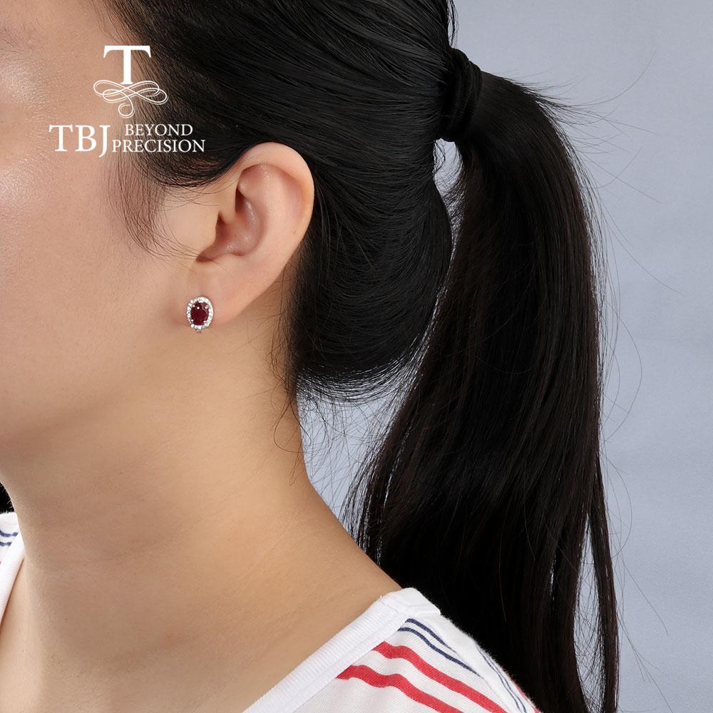 925 Sterling Silver Classic Design Africa Ruby Clasp Earring Natural Precious Gemstone Jewelry for Women Lady Nice Gift Birthday Party