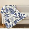 Ocean Themed Flannel Blanket Lightweight Soft Blue & White Throw for Home, Sofa, Window Seat, Halloween & Christmas Decor & Warmth