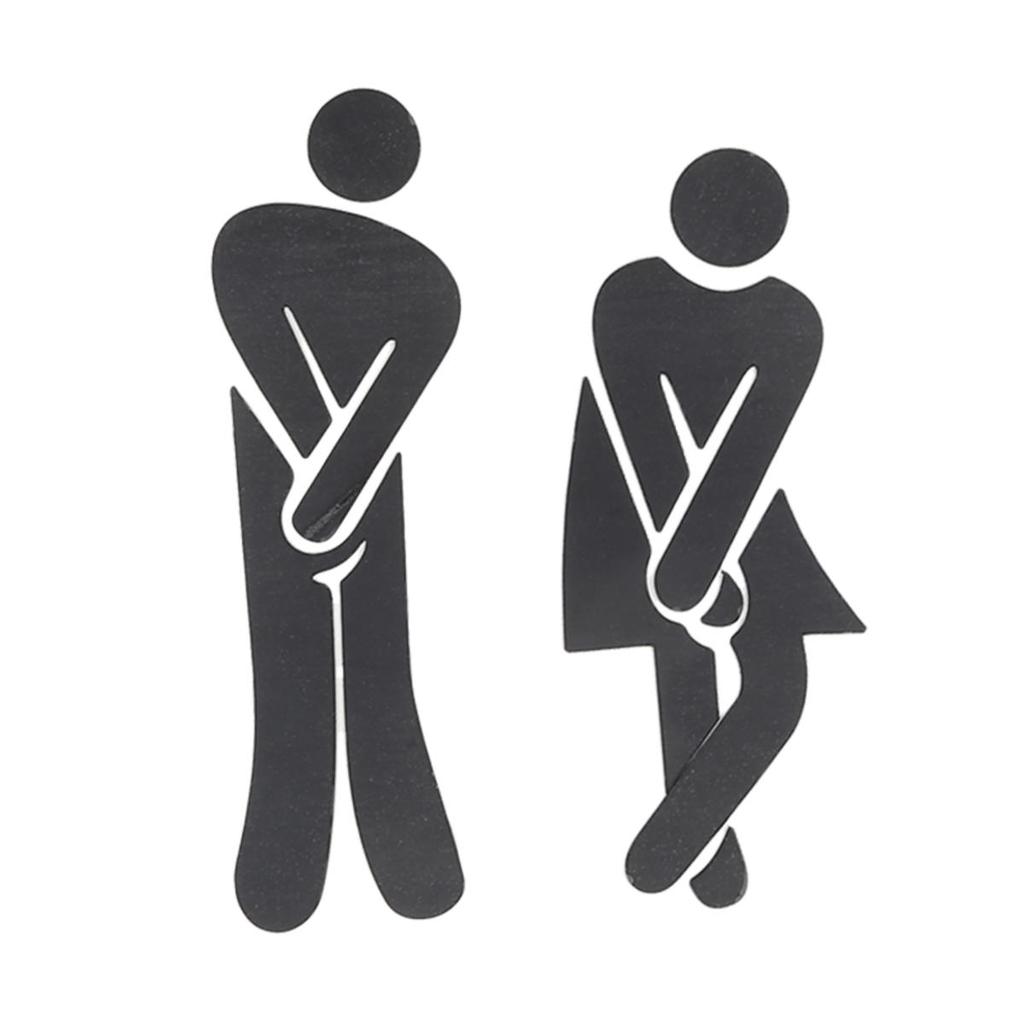 Черный Золотой Серебряный Цвет Туалетный Знак Акриловая Наклейка на Дверь Стену Комнаты для Мытья WC Держатель Табличка Домашний Декор для Ванной