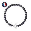 Bracelet - - Genuine Freshwater Cultured Pearl 6-7 Mm - 925 Silver - Stick Clasp - Black