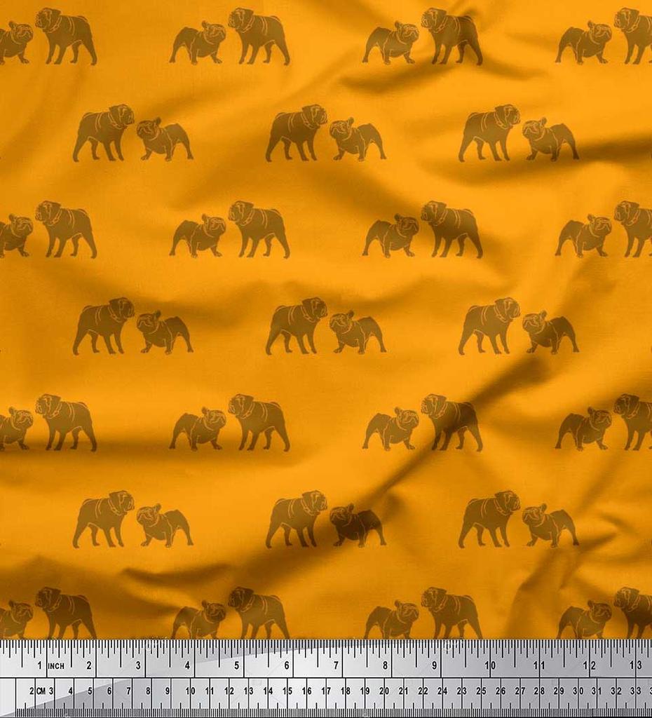 Soimoi Японская креп-сатиновая ткань с принтом Bull Dog на метр шириной 42 дюйма