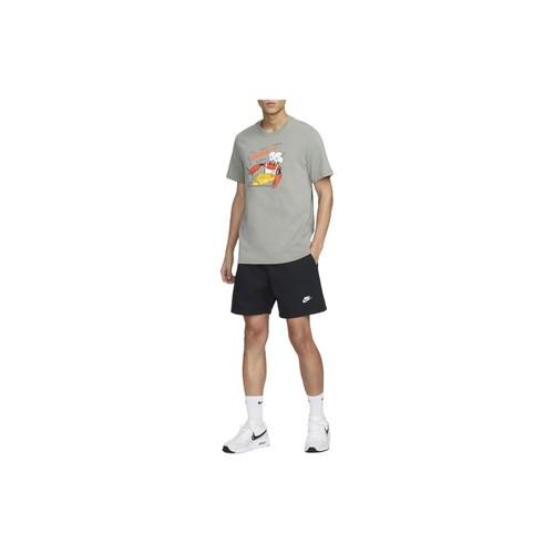 Nike Мужская повседневная спортивная футболка с коротким рукавом, мультяшный принт, серая
