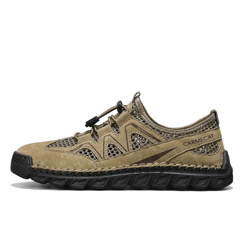 Модная летняя сетчатая обувь большого размера, повседневная стильная мужская обувь, нескользящая, дышащая, удобная обувь для пеших прогулок, сандалии для мужчин 2025 люкс