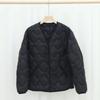 Autumn light and warm V-neck popular simple rhombus wavy white duck down loose down jacket women