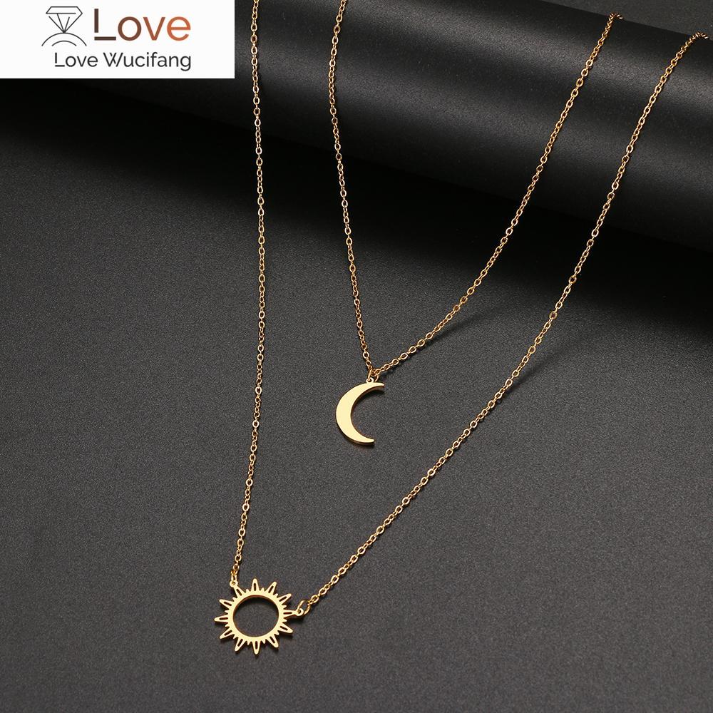 Нержавеющая сталь многослойные модели Sun Flower Moon ожерелье для женщин модная изысканная подвеска цепь вечеринка друг ювелирные изделия