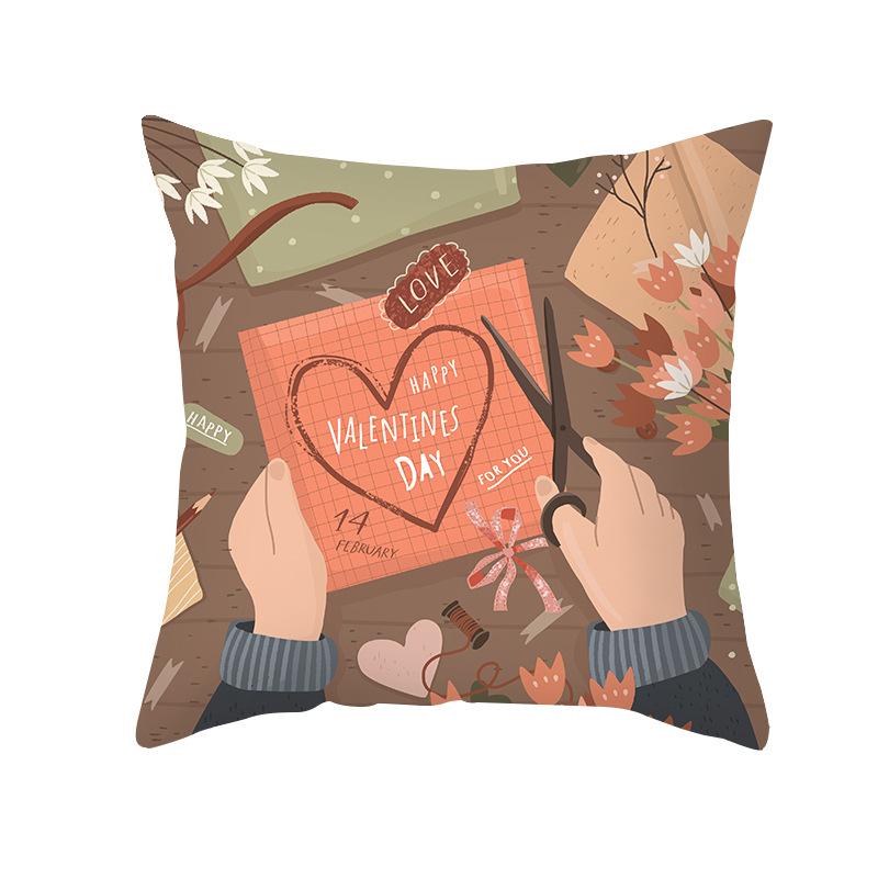Valentine'S Day Throw Pillow Cover For Home Sofa Armrest Cover Short Plush Printed Cushion Cover For Living Room And Bedroom